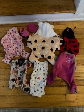 Baby Toddler Cozy Outfit Bundle - Pink, Cream, Red, White, Gray